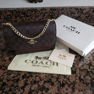 NWOT-Mini COACH Signature Canvas "Klare" Crossbody Bag*BROWN